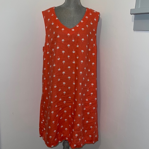 J. Jill Dresses & Skirts - J Jill Love Linen Palm Tree Print Dress Pockets XL